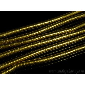 Бусины из гематита колесико волна 6мм цвет золото, 40см, 135 бусин