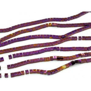 Бусины из гематита кубик 4мм цвет лиловый, 40см, 98 бусин