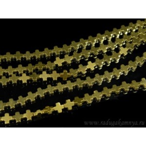 Бусины из гематита плюсик 6,5*6,5мм цвет золото, 40см, 60 бусин Бусины из гематита плюсик 6,5*6,5мм цвет золото, 40см, 60 бусин