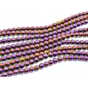 Бусины из гематита шарик 8мм цвет лиловый, 38,5см, 53 бусины