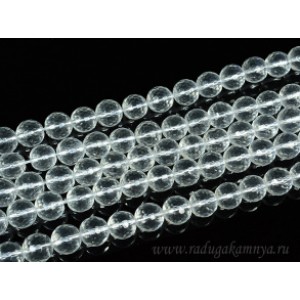 Нитка ГОРНЫЙ ХРУСТАЛЬ шарик граненый 12 мм, 30 бусин, 38 см/нить