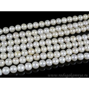 Бусины из жемчуга II шарик 10мм белый, 39см, 42 бусины