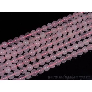 Нитка кварц розовый шарик 8мм гладкий