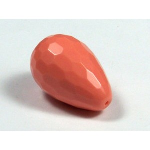 Кабошон под серьги, коралл (иск.), 15*15*25мм граненый.