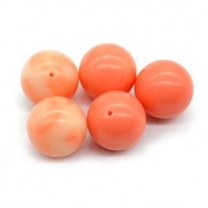 Бусины для серег из коралла оранжевого (иск.) шарик 12мм, отверстие с одной стороны