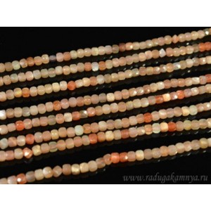 Бусины из беломорита кубик гр.3мм, 39см, 104 бусины