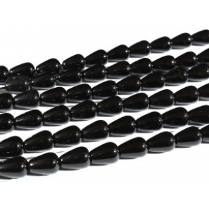 Бусины для рукоделия из оникса черного капля 10*14мм, 39см, 28 бусин