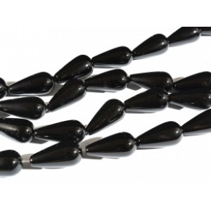 Бусины для рукоделия из оникса черного капля 15*30мм, 39,5см, 13 бусин