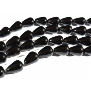 Бусины для рукоделия из оникса черного капля 18*25мм, 39,5см, 16 бусин