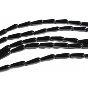Бусины для рукоделия из оникса черного капля 6*15мм, 38см, 25 бусин