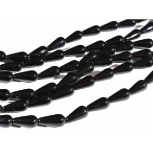 Бусины для рукоделия из оникса черного капля 8*15мм, 39,5см, 25 бусин