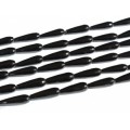 Бусины для рукоделия из оникса черного капля с гранями 8*25мм, 40см, 16 бусин