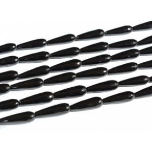 Бусины для рукоделия из оникса черного капля с гранями 8*25мм, 40см, 16 бусин