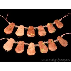 Бусины из родохрозита трапеция 18*28мм, 12см, сет 6 бусин