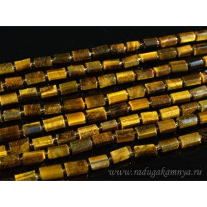 Бусины для рукоделия тигровый глаз цилиндр с гранями 6*10мм, 38см, 30 бусин Бусины для рукоделия тигровый глаз цилиндр с гранями 6*10мм, 38см, 30 бусин