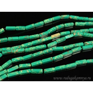 Бусины из варисцита (иск.) брусок4,5*13мм, цвет зеленый, 38см, 29бусин