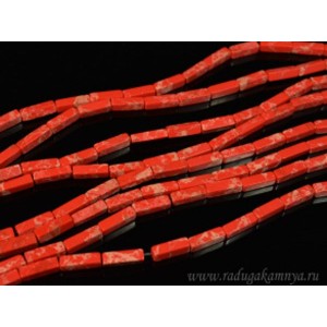 Бусины из варисцита (иск.) брусок4,5*13мм, цвет красный, 39см, 30 бусин