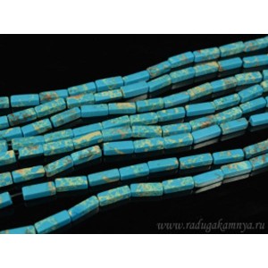 Бусины из варисцита (иск.) брусок4,5*13мм, цвет лазурный, 38,5см, 29 бусин