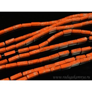 Бусины из варисцита (иск.) брусок4,5*13мм, цвет оранжевый, 38см, 29бусин