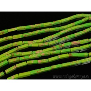 Бусины из варисцита (иск.) брусок4,5*13мм, цвет салатовый, 38см, 29бусин