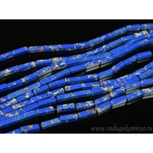 Бусины из варисцита (иск.) брусок4,5*13мм, цвет синий, 40см, 30 бусин