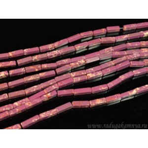 Бусины из варисцита (иск.) брусок4,5*13мм, цвет сиреневый, 39см, 29бусин