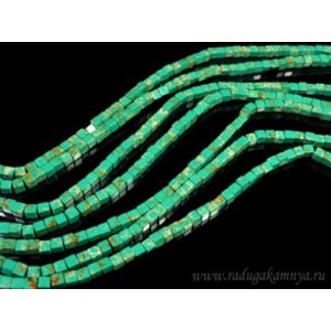 Бусины из варисцита (иск.) кубик 4мм, цвет  мятный1, 38см, 88 бусин