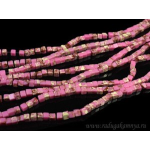 Бусины из варисцита (иск.) кубик 4мм, цвет розовый, 39,5см, 95 бусин Бусины из варисцита (иск.) кубик 4мм, цвет розовый, 39,5см, 95 бусин