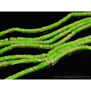 Бусины из варисцита (иск.) кубик 4мм, цвет салатовый, 39см, 89 бусин Бусины из варисцита (иск.) кубик 4мм, цвет салатовый, 39см, 89 бусин