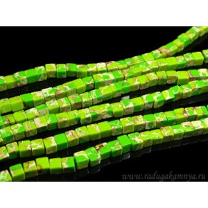 Бусины из варисцита (иск.) кубик 6мм, цвет салатовый, 40см, 63 бусины Бусины из варисцита (иск.) кубик 6мм, цвет салатовый, 40см, 63 бусины