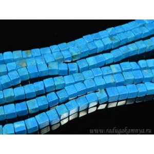 Бусины из варисцита (иск.) кубик 8мм, цвет лазурный, 39,5см, 47 бусин