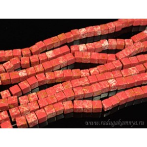 Бусины из варисцита (иск.) кубик 8мм, цвет малиновый, 39,5см, 48 бусин