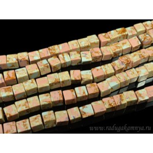 Бусины из варисцита (иск.) кубик 9-10мм, цвет персиковый, 38см, 38 бусин Бусины из варисцита (иск.) кубик 9-10мм, цвет персиковый, 38см, 38 бусин