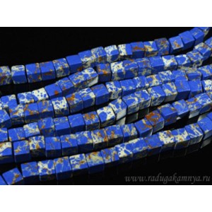 Бусины из варисцита (иск.) кубик 9-10мм, цвет  синий, 38,5см, 38 бусин