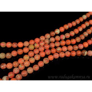 Бусины из варисцита (иск.) шарик 10мм цвет оранжевый, 38см, 38 бусин
