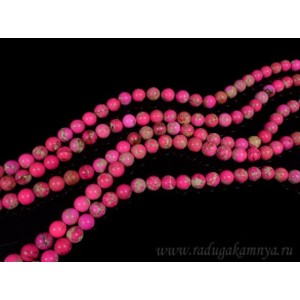 Бусины из варисцита (иск.) шарик 10мм цвет фуксия, 39,5см, 38 бусин