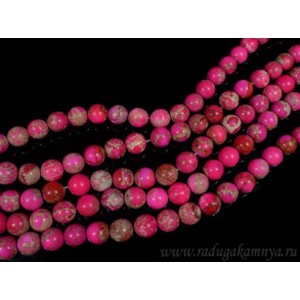 Бусины из варисцита (иск.) шарик 12мм цвет фуксия, 39см, 33 бусины