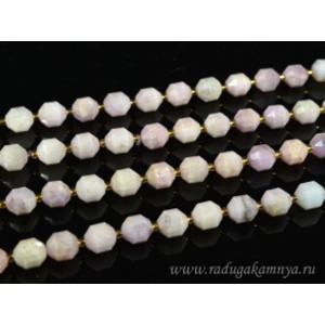Бусины для рукоделия из кунцита шарик с гранями 9мм, 19см, сет 15 бусин Бусины для рукоделия из кунцита шарик с гранями 9мм, 19см, сет 15 бусин