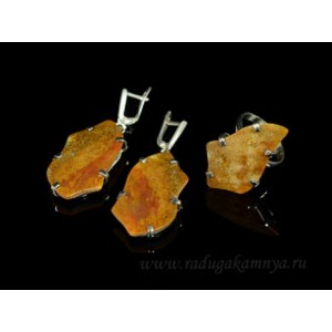 Кольцо и серьги с агатом