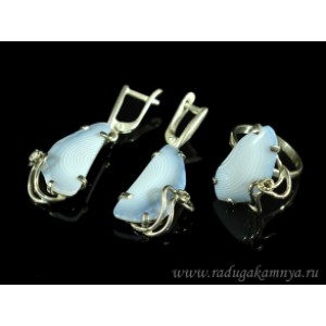 Кольцо и серьги с агатом