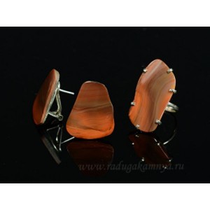 Кольцо и серьги с агатом