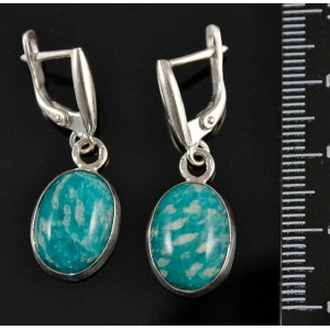 C925 Серьги 5.38г с амазонитом, овал 14х10мм