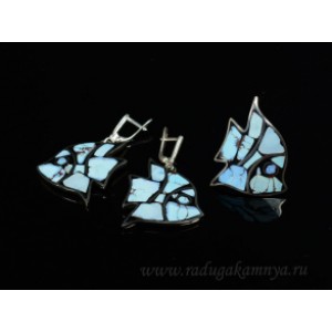 Кольцо и серьги с бирюзой "Рыбки"
