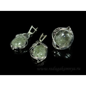 Кольцо и серьги с горным хрусталем