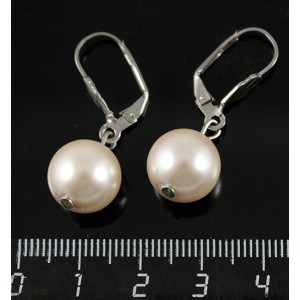 Серьги жемчуг иск. белый Preciosa шарик 12мм