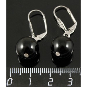 Серьги жемчуг иск. черный Preciosa шарик 12мм Серьги жемчуг иск. черный Preciosa шарик 12мм