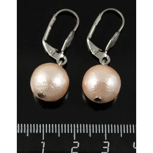 Серьги жемчуг кремовый иск. хлопковый (Япония) шарик 12мм
