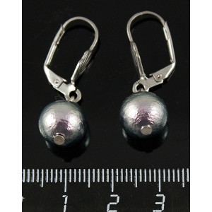 Серьги жемчуг сиреневый иск. хлопковый (Япония) шарик 12мм