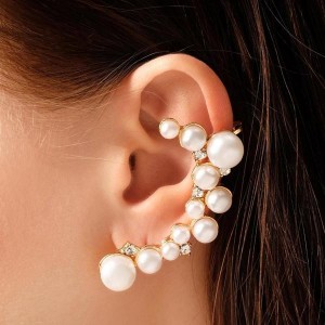 Серьга "Каффа" жемчужное сокровище, цвет белый, цвет золотистый