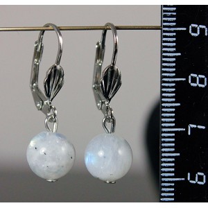 Серьги лунный камень (беломорит), шарик 10мм Серьги лунный камень (беломорит), шарик 10мм